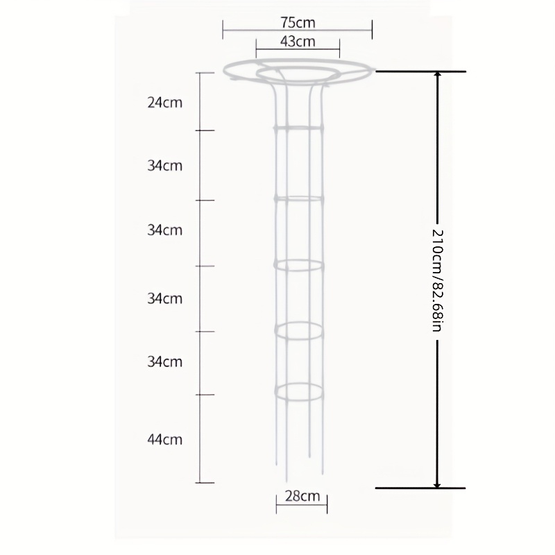 E-shop 82,68 Zoll Weißer Metall Kletterpflanzen Kletterstange Gartenrahmen - Rostfreier Outdoor Käfig Stützrahmen mit Kunststoffbeschichtung, Ideal für