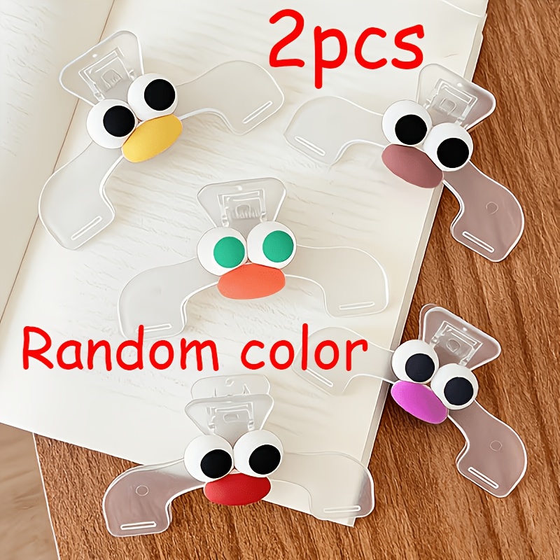 TEMU 2pcs Large-eye Transparent Thickened Sheet Music Holder, Random Color, Page Holder, Suitable For Teachers, Clerks, Students, Bookmark