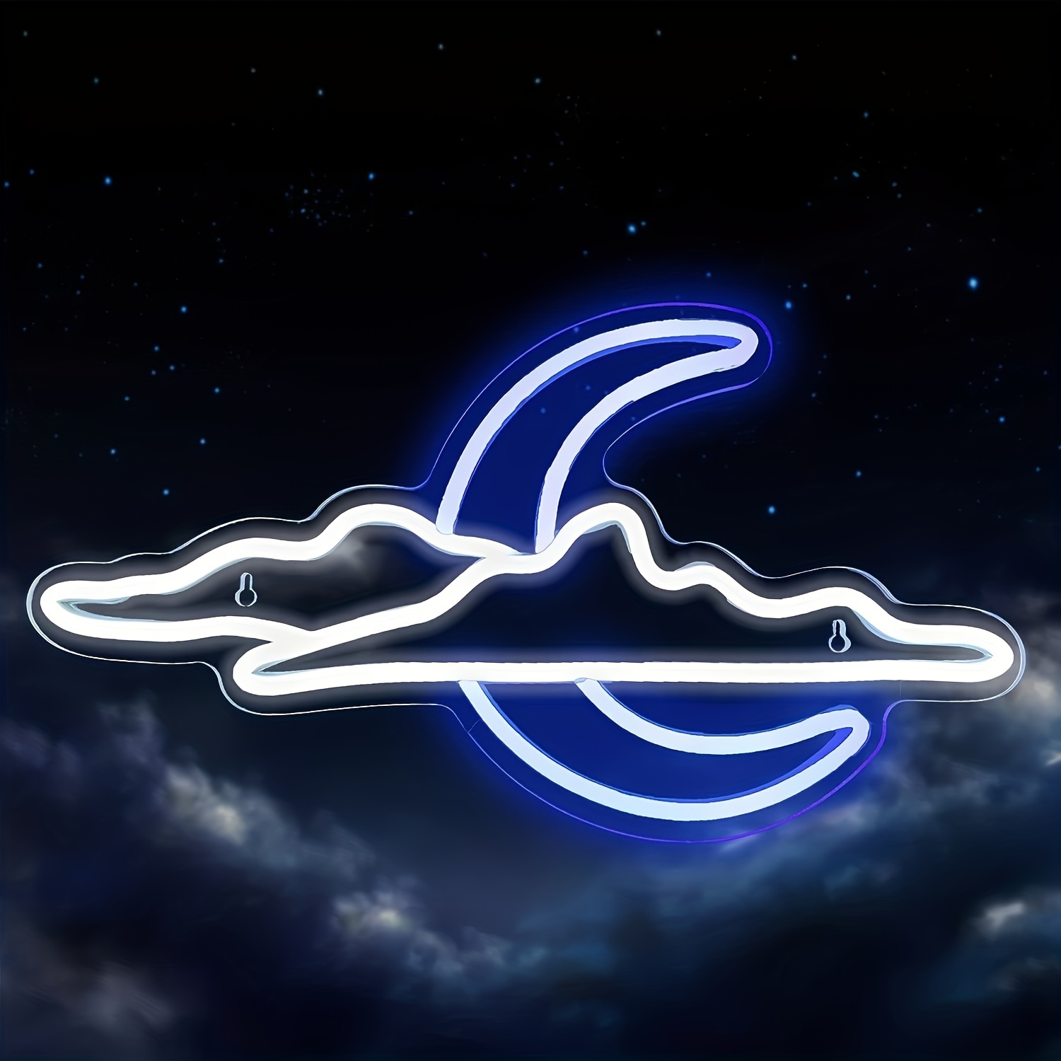 

1pc Cloud And Moon Neon Sign Wall Decor, Led Neon Light, For Bedroom, Girls, Wedding, Party, Bar, Christmas Night Light Decoration, Usb Powered Blue And White Neon Sign
