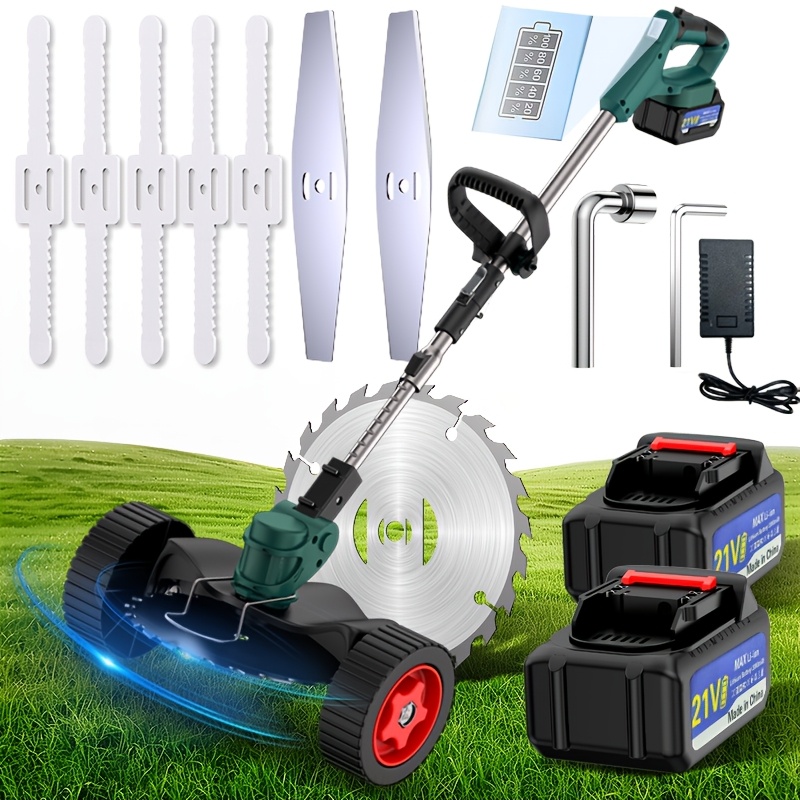 

21v Cordless Lawn Mower, Battery Powered, Lawn Mower, Lawnmower, And Cordless Trimmer With Interchangeable Blades For Of Lawns, Courtyards, And Gardens