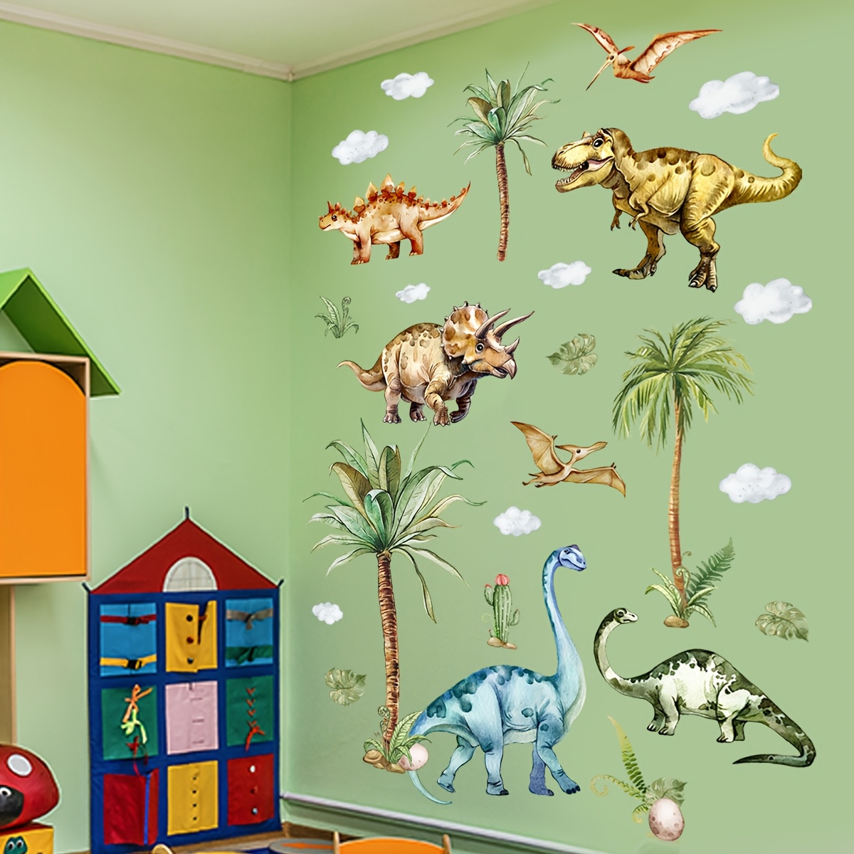   dinosaur tree   wall decal set for bedroom and living room background home decor self   stickers b18004 kl