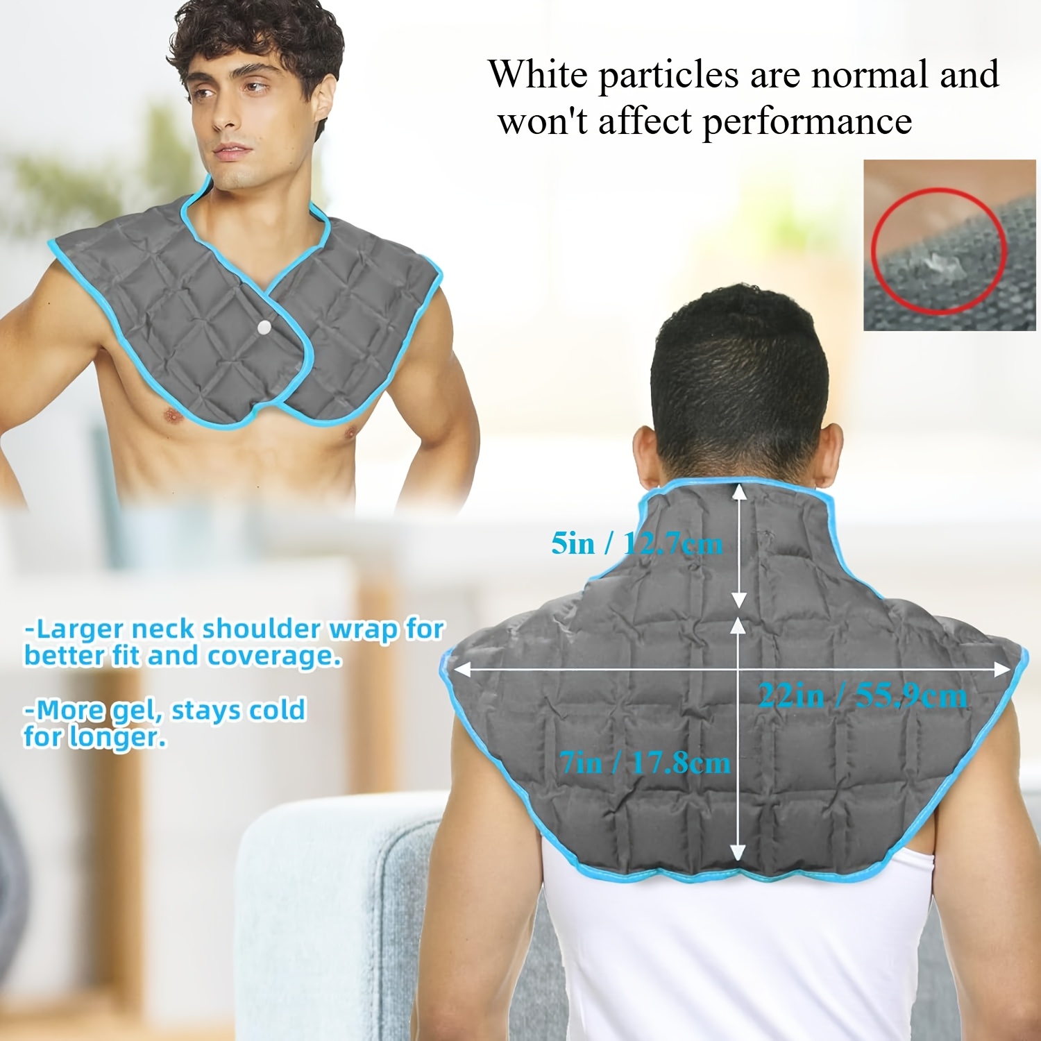 Pack For Shoulder Neck Upper Back Hot Cold Compress, Reusable Large Neck Ice Pack Wrap, Upgraded Dry Ice Pack Water Absorption
