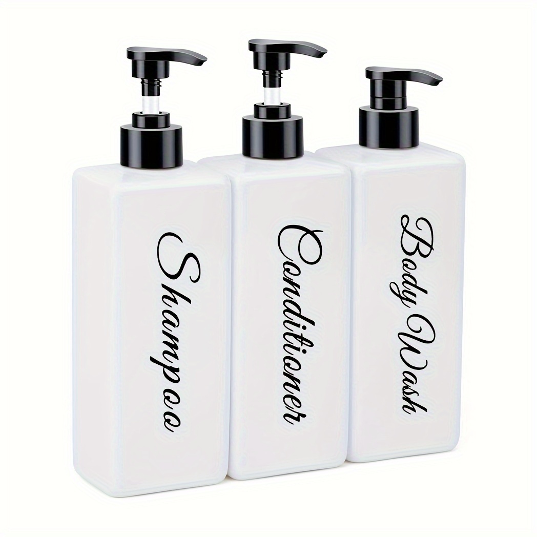 

3-piece Refillable Shampoo & Conditioner Dispenser Set - 500ml, Durable Plastic, Perfect For Bathroom Organization Bathroom Accessories Bathroom Accessories Set