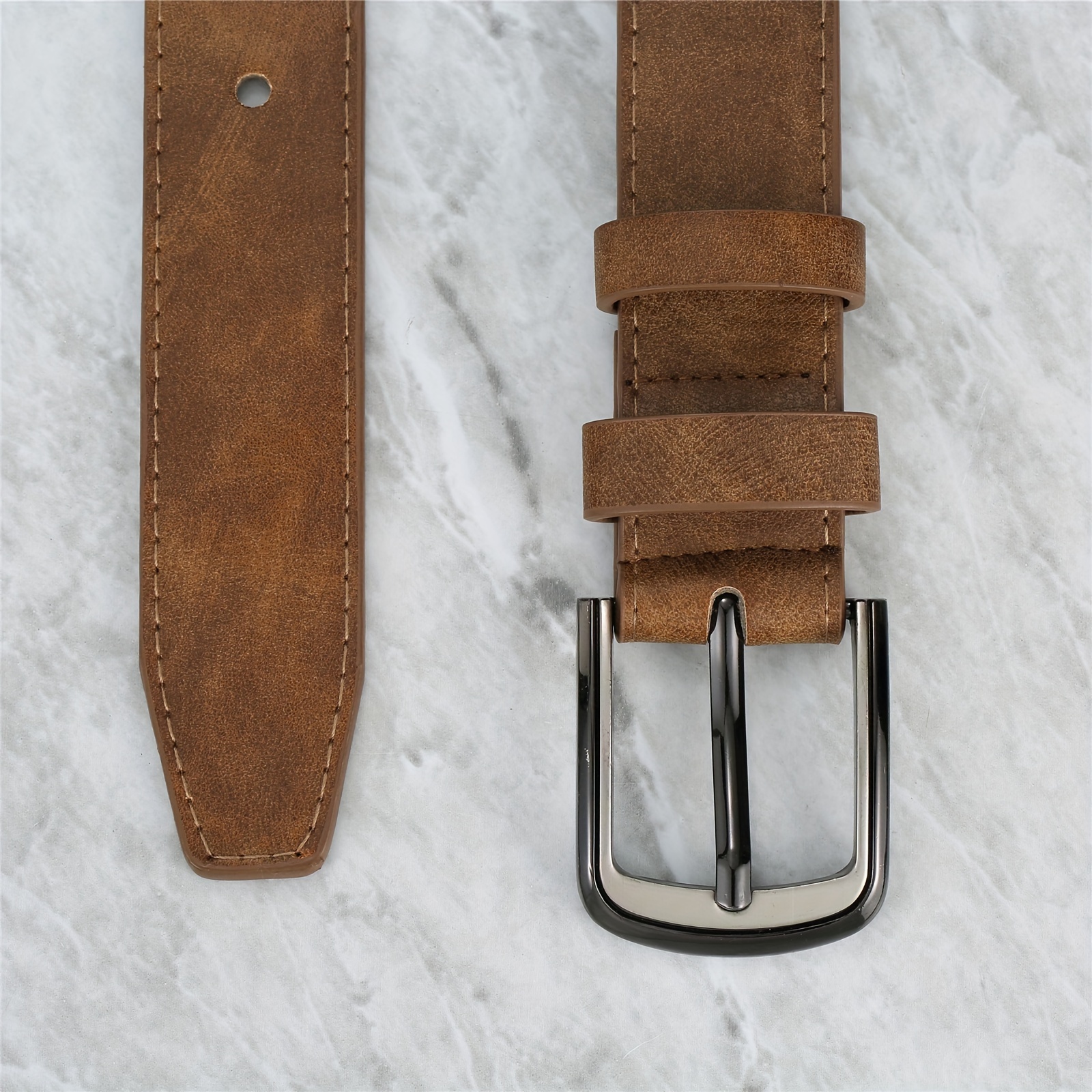 Stylish Wide Stitching Alloy Buckle Belt for Men - Durable, Adjustable, and Comfortable Accessory for Jeans and Trousers - Perfect for Daily Wear, Sports, and Casual Occasions