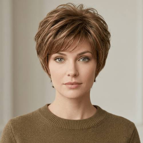 european american short ombre wig fluffy layered synthetic hairpiece for women soft breathable daily party wig home gift