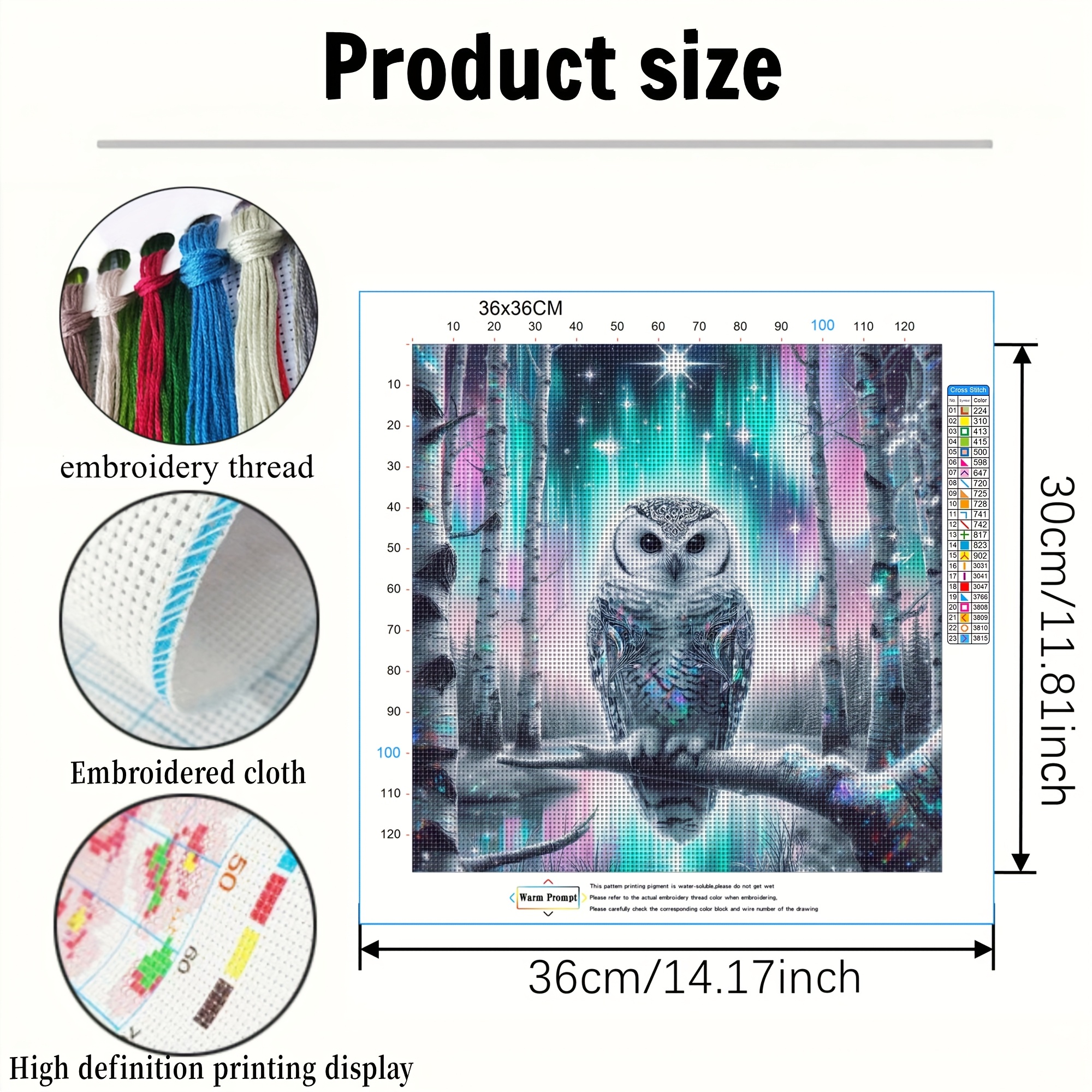 Creative Fantasy Owl Theme Cross Stitch Painting Kit, DIY Embroidery Craft