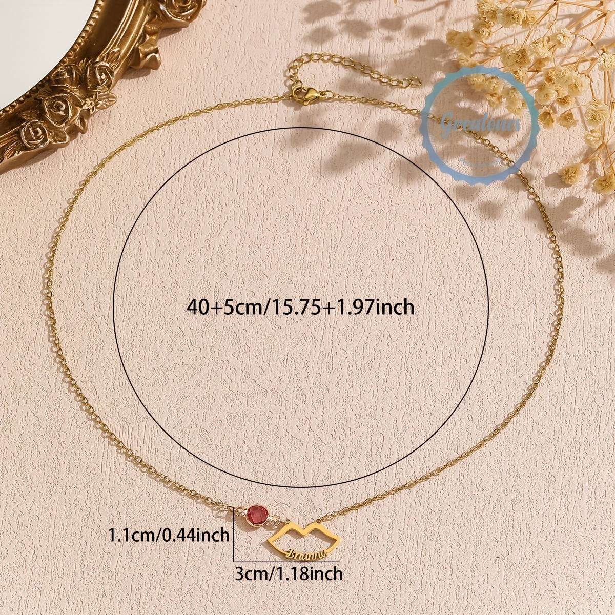 Personalized Kiss Lips Necklace with Custom Charm