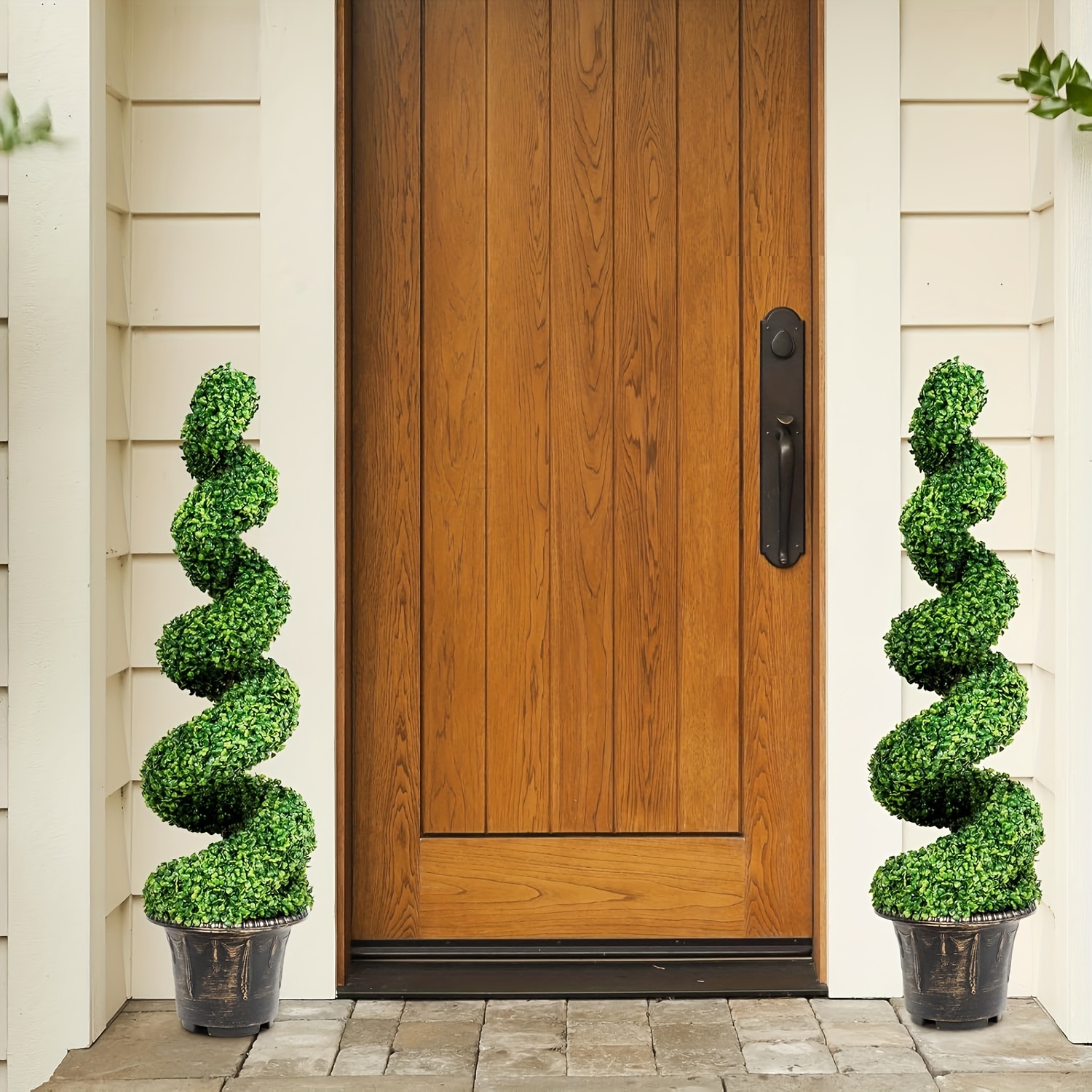 4 Ft Artificial Boxwood Spiral Topiary Tree 2 Pack Outdoor Trees For ...