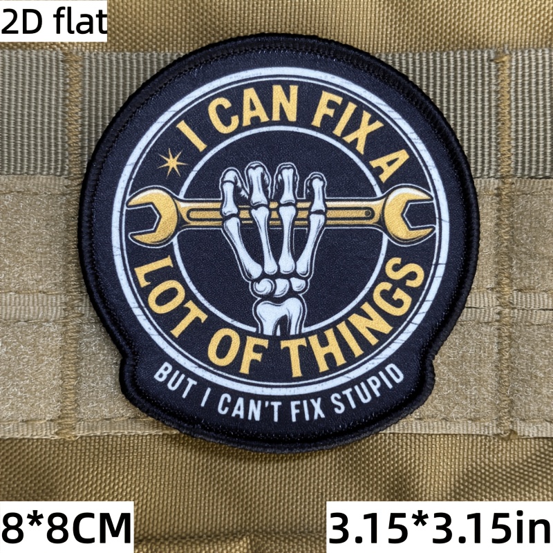 TEMU 2d Flat Funny Skeleton Hand And Wrench Printed Patch With Quote " Of Things", Industrial Style Morale Badge, Decor Patch For Hiking Backpack,