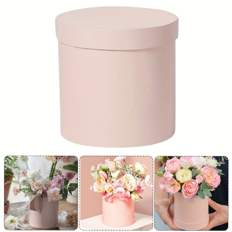 

Elegant Round Flower Boxes: Perfect For Precious Bouquets - White, Black, And Pink Options - Made Of High-quality Paper