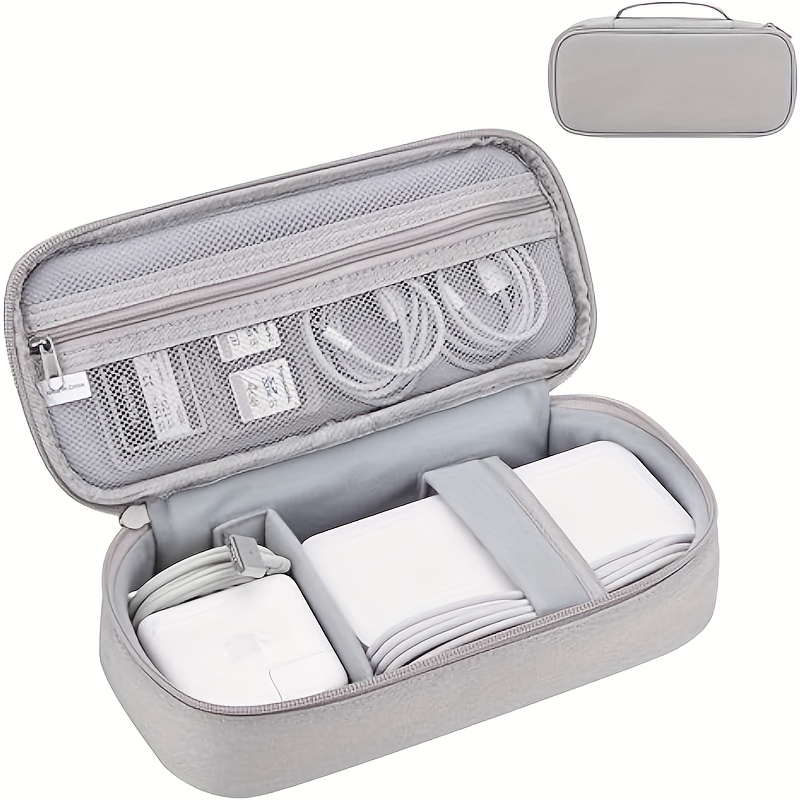 Electronic Travel Organizer With Cable Management Compartment - Light Grey Tech Case With Zippered Pocket, Portable Carry-on Luggage For , Power Banks, Hard Drives, Data Cables - Suitable