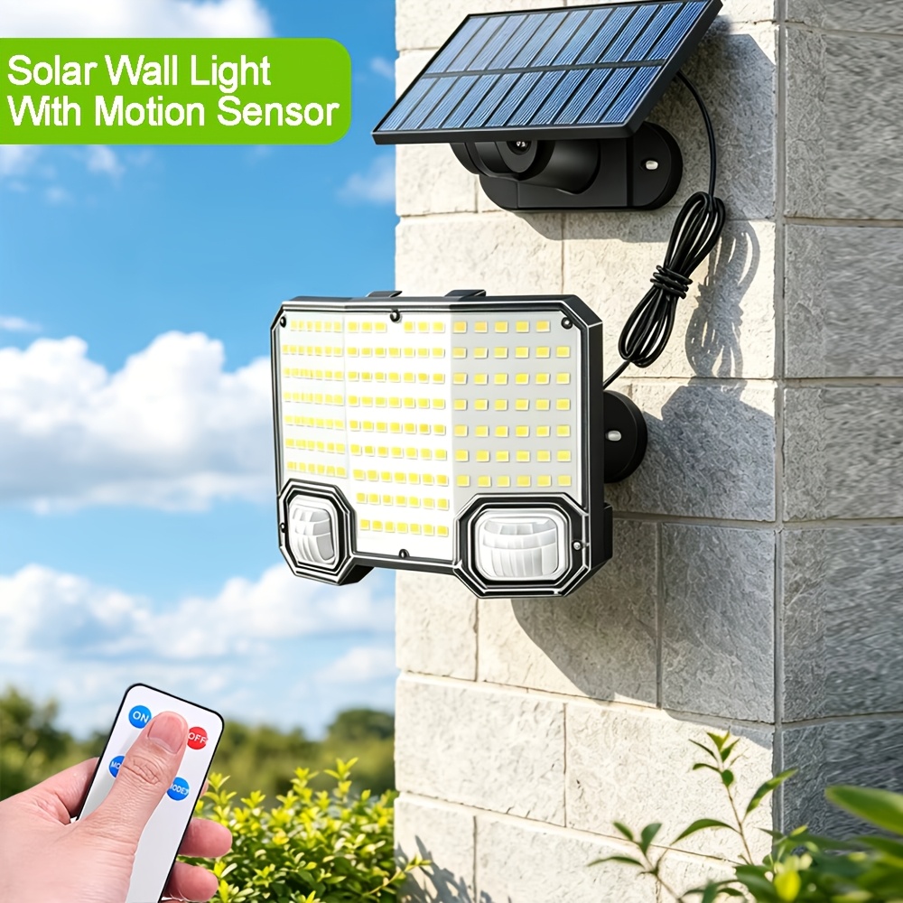 4pcs Solar Motion Sensor Wall Lights with 144 LEDs and 3 Lighting Modes