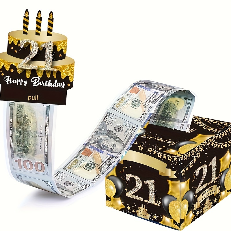 21岁生日礼物，他，她的生日派对装饰抽钱礼盒