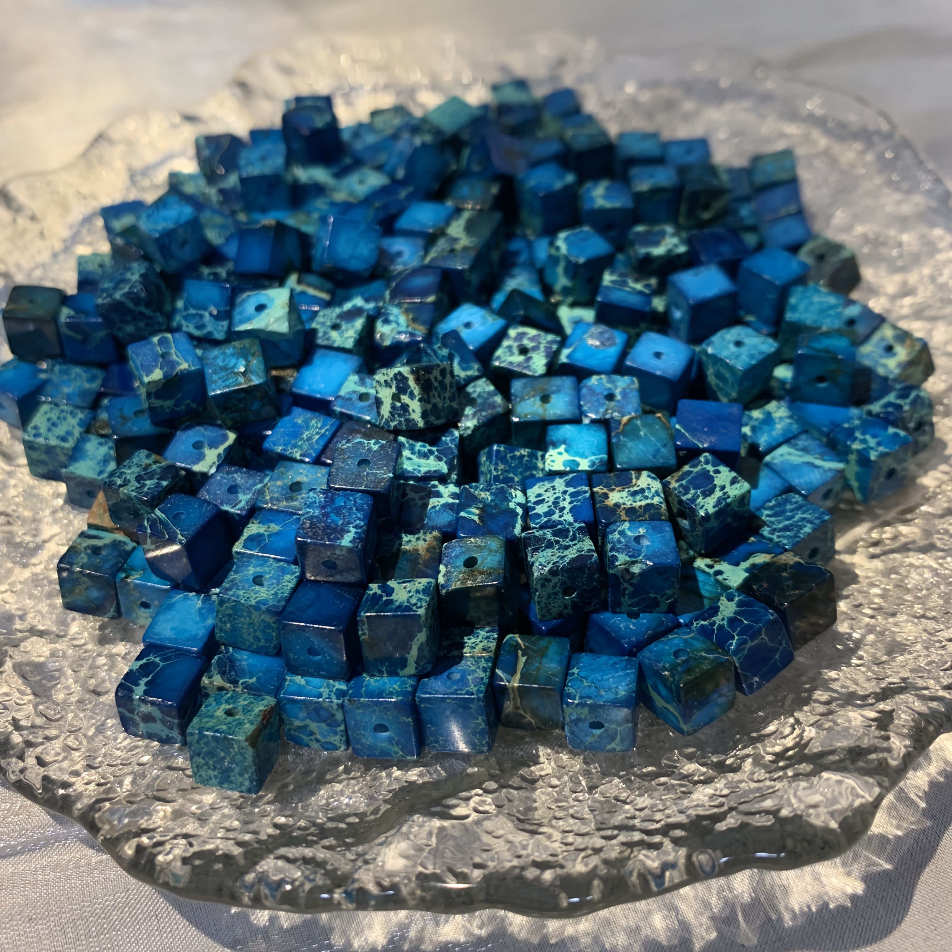 30pcs Of 6mm Natural Stone Square Beads For Projects With Straight Holes