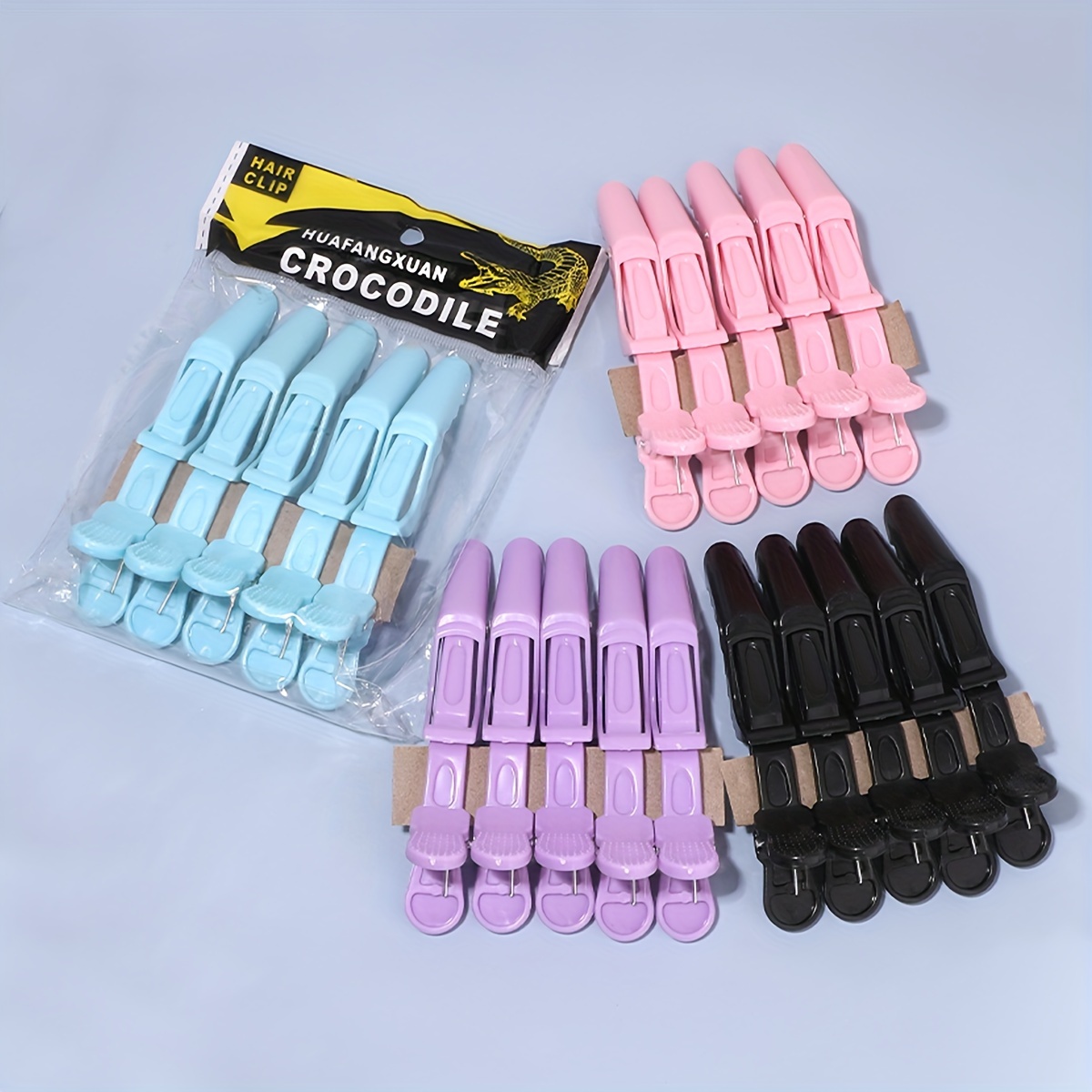 

Hair Sectioning Clips, Crocodile Hair Clips For Styling And Salon Use, Durable Non-slip Grip, Multi-color Plastic Alligator Clips For Hair Dye, Perm, And Sectioning - (5 Clips Per Pack)
