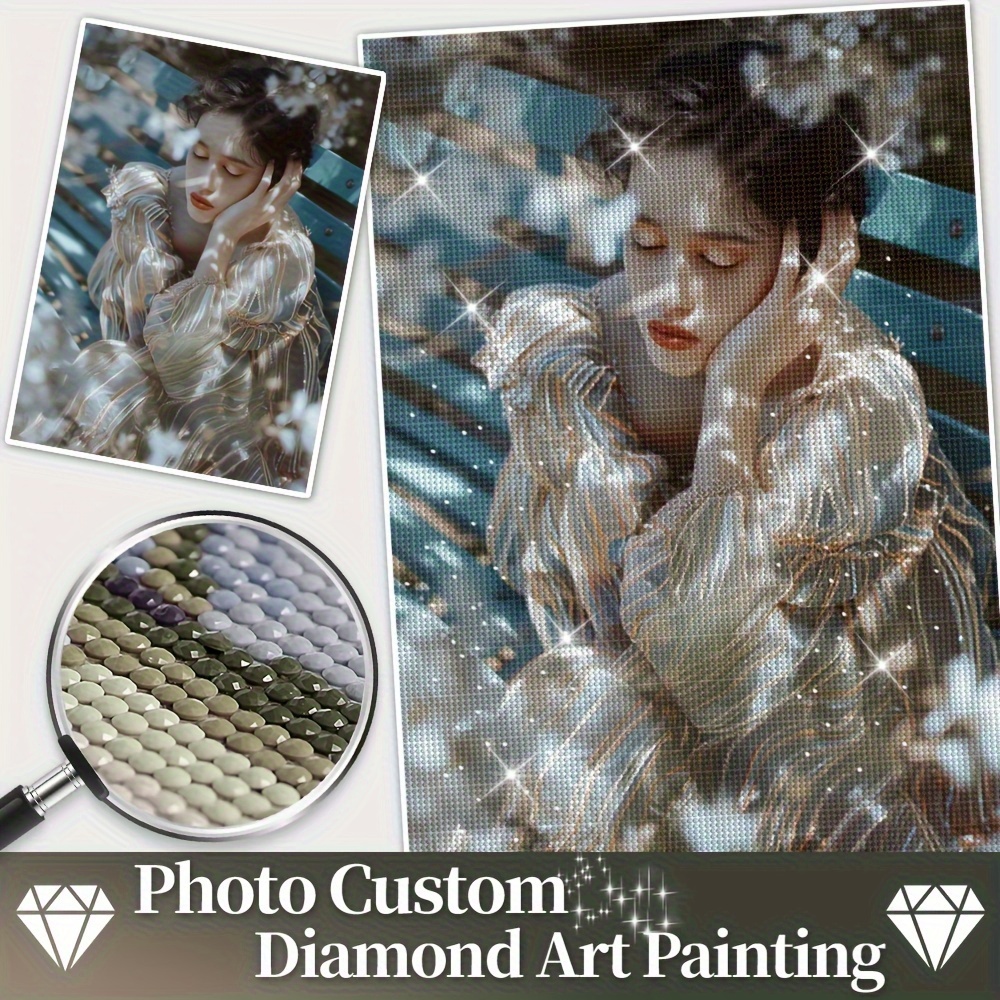 

1pc Personalized Custom Photo 5d Customized Diy Diamond Art Painting Adult Personalized Artificial Diamond Art Custom Photo Kit, Personalized Photo Custom Gift Home Wall Decor Round Diamond