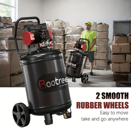 14 gallon air compressor with wheels two quick couplers fast 60 second inflation 3 5mpa automatic protection for home commercial use