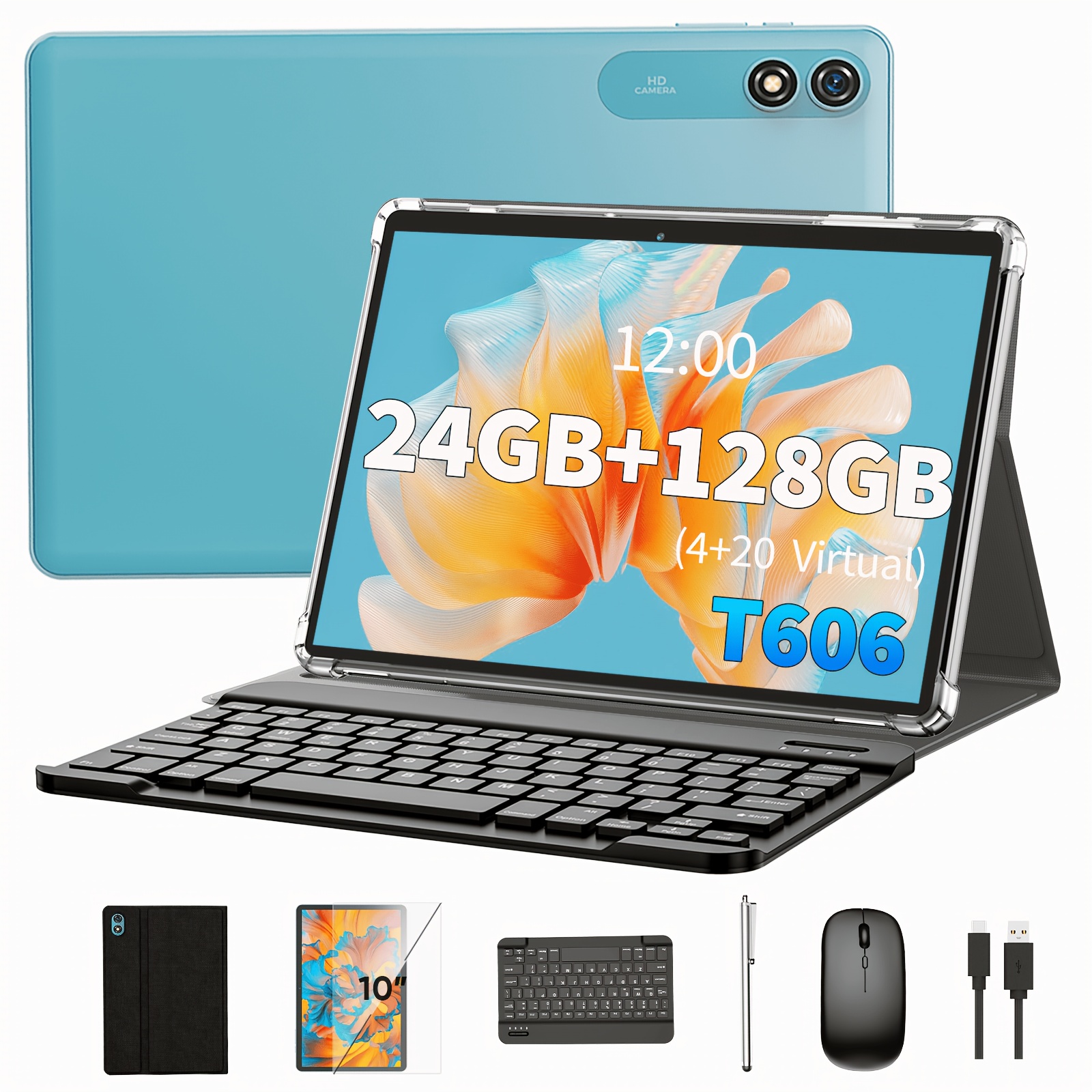 New Tablet PC, 24GB(4GB+20GB) RAM, 128GB ROM + 1TB Expansion Support, 1280x800 IPS, 5G WiFi, Large Screen Tablet (without Sd Card&adapter), Valentine's Day Gift, Optional Versions: [Tablet with Keyboard, Mouse, Stand Case, Stylus]/[ Tablet ONLY]