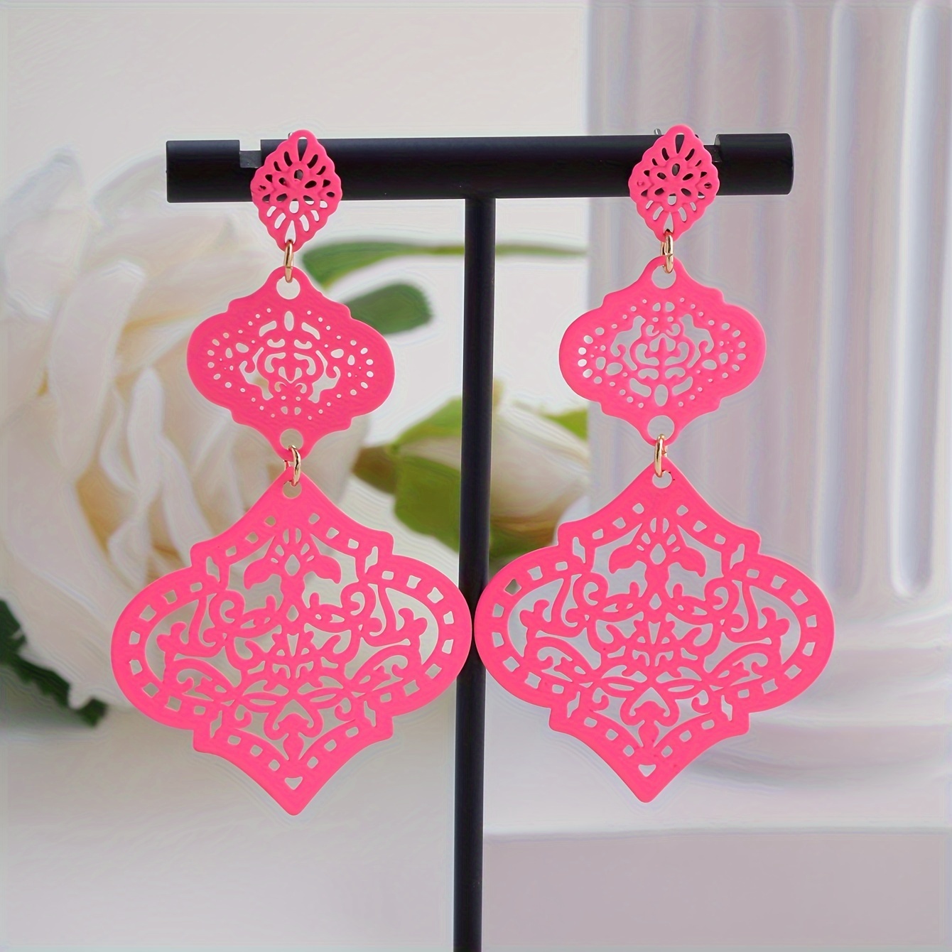 Bohemian Dangle Earrings Hollow Flower Party Accessories