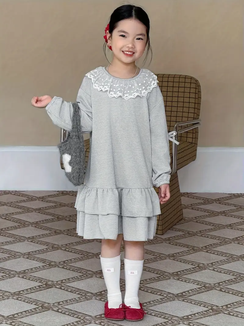 long sleeve round neck sweatshirt dress features lace trim - Temu Oman long sleeve round neck sweatshirt dress features lace trim - Temu Oman