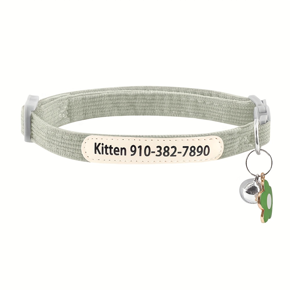 TEMU (customized) Cute Cat Collar Corduroy Cat Collar Uv Printed Customized Name And Phone Number Soft Decoration Elegant And Soft And Skin-friendly