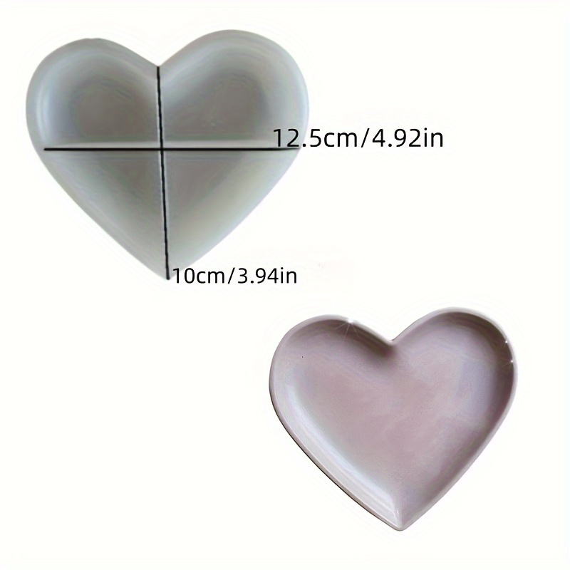 Image of 1pc Heart Tray Silicone Mold Love Shape Plate Resin Molds For Epoxy Casting Small Dish Plate Tray Bowl, Heart Round Shapes Plate Resin Molds For Diy Clay Crafts Home Decor