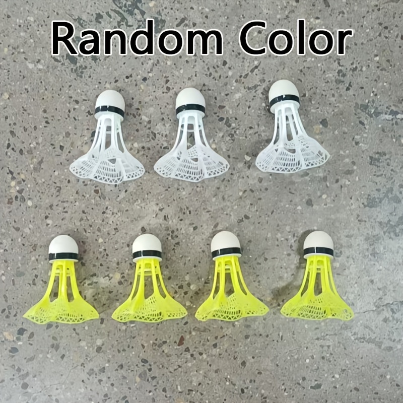 Image of 7pcs Windproof Shuttlecock Set, Nylon Material, Yellow And White (colors Random), Wind-resistant And Durable, Suitable For Outdoor Badminton Practice And Sports