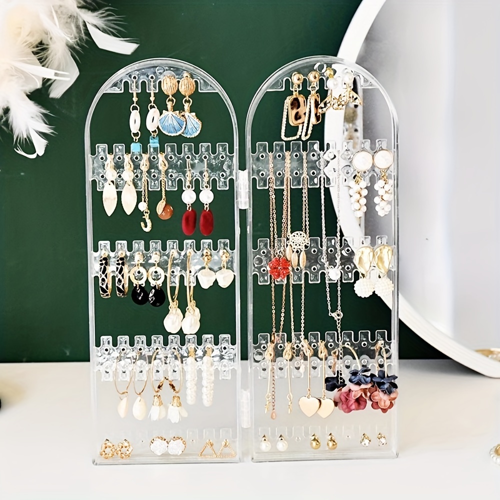 

1pc Jewelry Display Rack With Hooks, Earrings Storage Stand, Household Storage And Organization For Dresser, Bedroom, Bathroom, Office, Desk, Aesthetic Room Decor