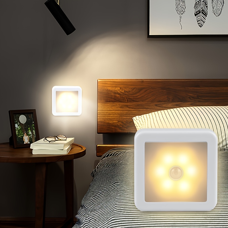 

1pcs Smart Led Motion Sensing Night Light: White/ - Battery Operated (without Battery) For Bathroom, Bedside, Hallway And Cabinet Lighting