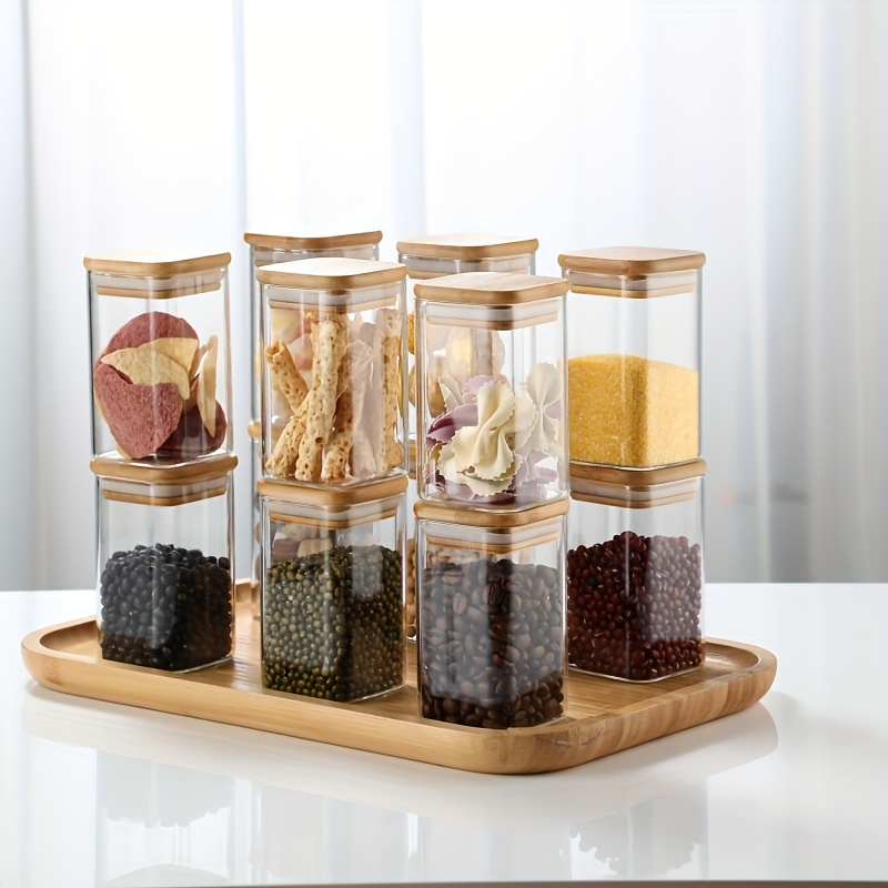 

12pcs Glass Storage Jar Set With Bamboo - 9oz, Shatterproof High Borosilicate Glass For Spices, Dried Fruits & Grains - Food Grade, Easy Clean, Reusable