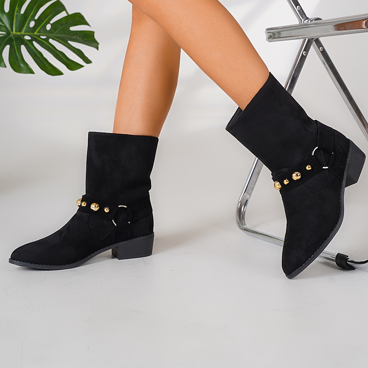 

Bottines Chic à Enfiler pour Femmes - Talon Moyen Confortable, Bout en Couleurs