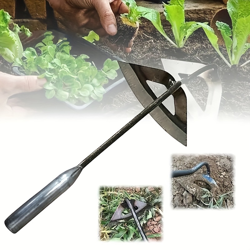 

1pc, Full Steel Hardened Hollow Hoe, Handheld Weeding Rake, Planting Vegetable Farm Garden Agricultural Tool Weeding Accessories For Outdoor Lawn Garden Tool