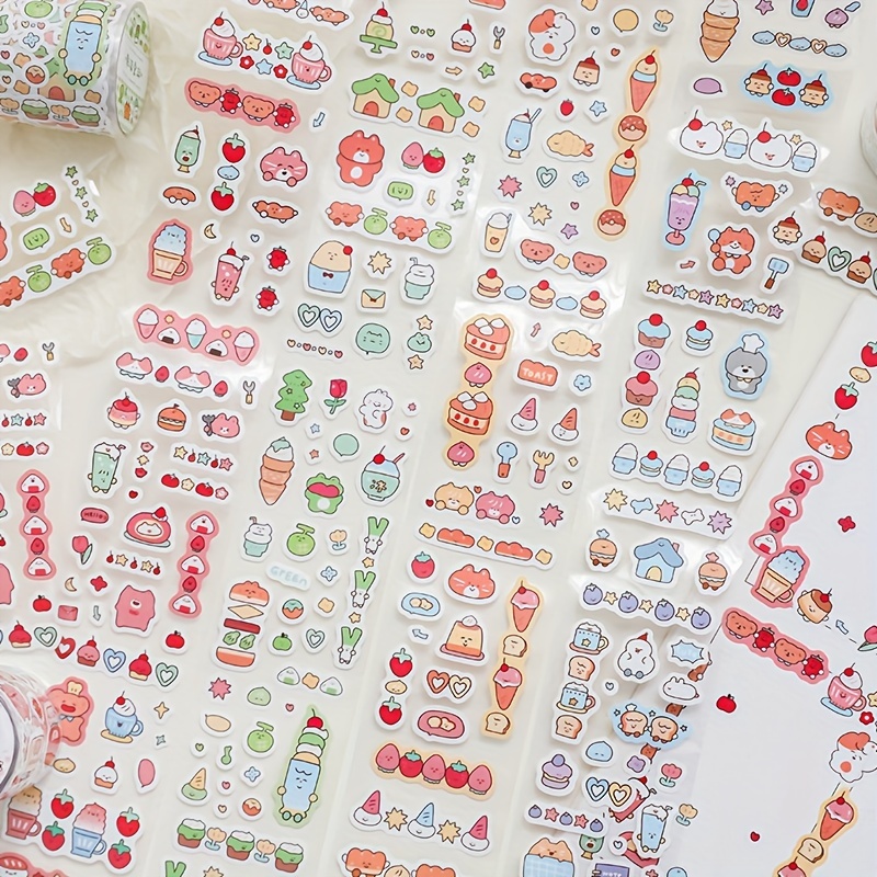 

Cute Candy-themed Washi Tape And Sticker Set – 1 Roll Decorative Paper Tape & Assorted Planner Stickers For Scrapbooking, Journaling, Diy Crafts, Album Decoration, Phone Case & Notebook Accessories