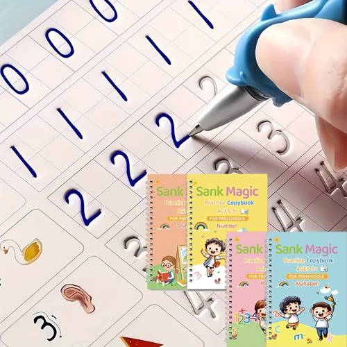 4 books 1 pen 10 replacement refills 1 pen grip practice book practice book set learning and creative writing ideal gift for festivals