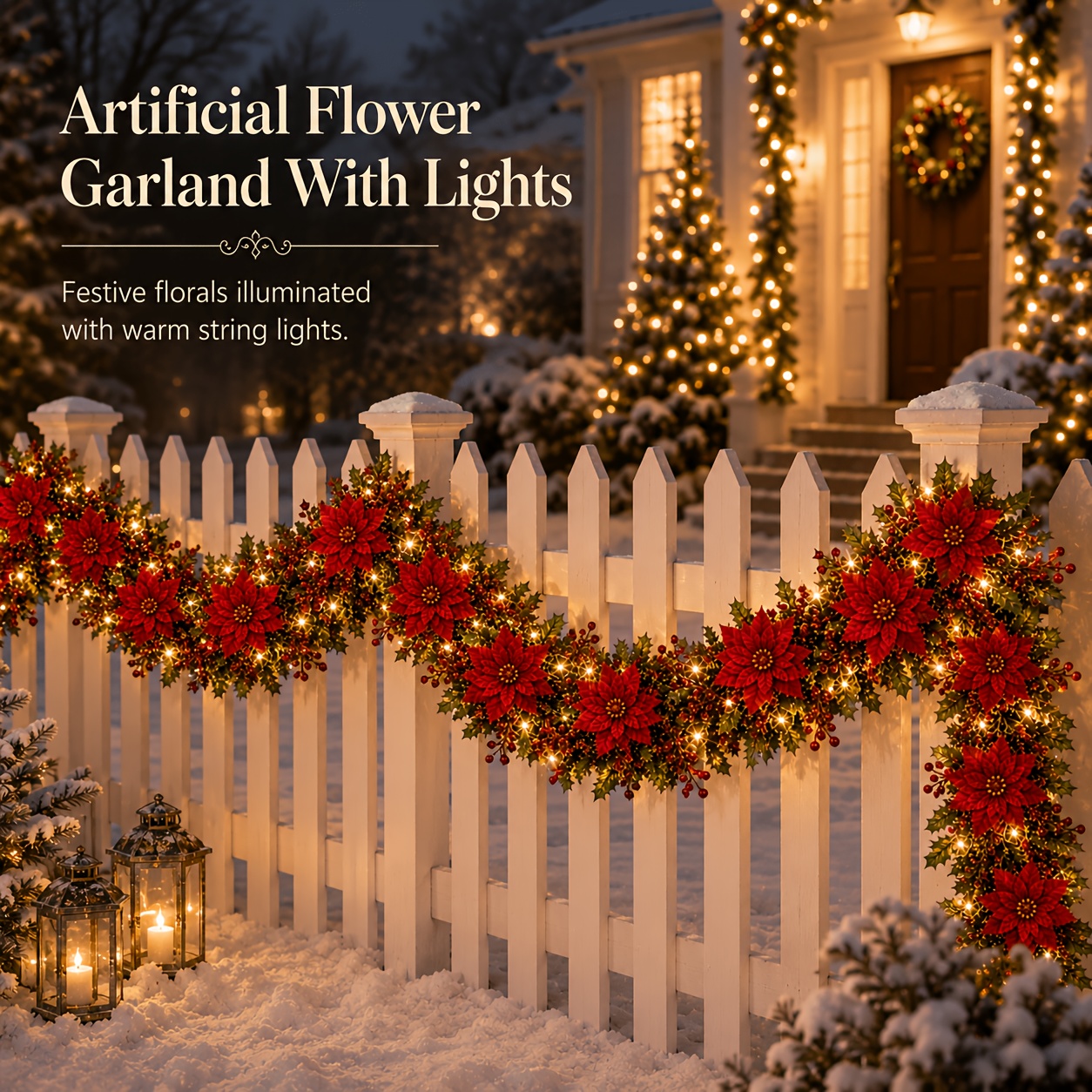 juego de lujo de 2 piezas - enredadera   de flor de   artificial con luces led     - adecuada para decoraciones navideñas de interior/exterior para el hogar y fiestas, mesas de comedor, escaparates, dinteles de dormitorio, repisas de chimenea, barandillas de escalera, marcos de