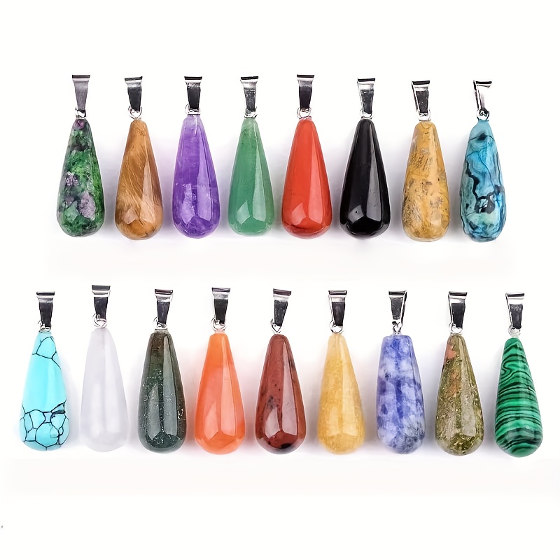 10pcs Natural Stone Long Teardrop Pendants for Jewellery