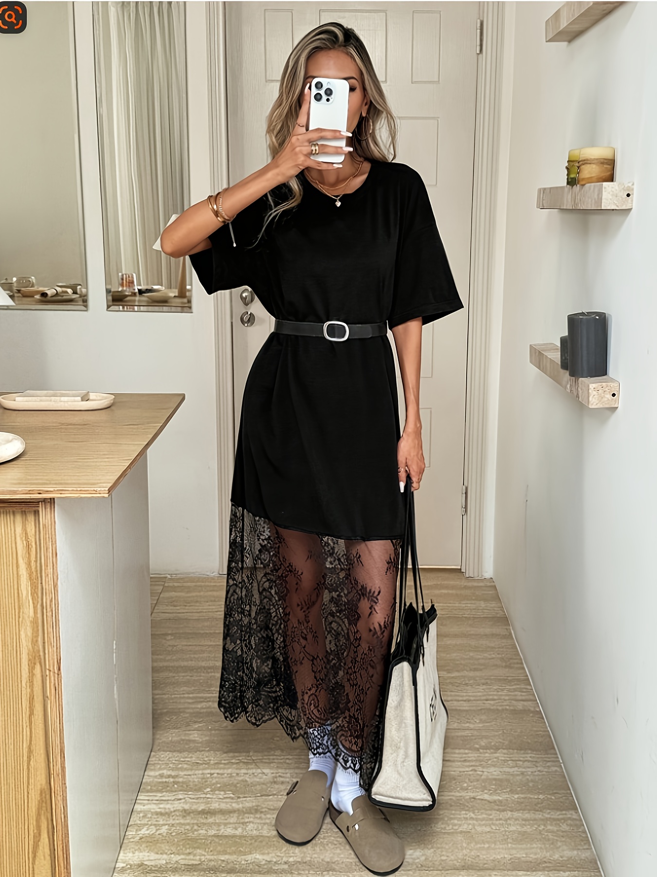 casual lace dress sold on Temu United States