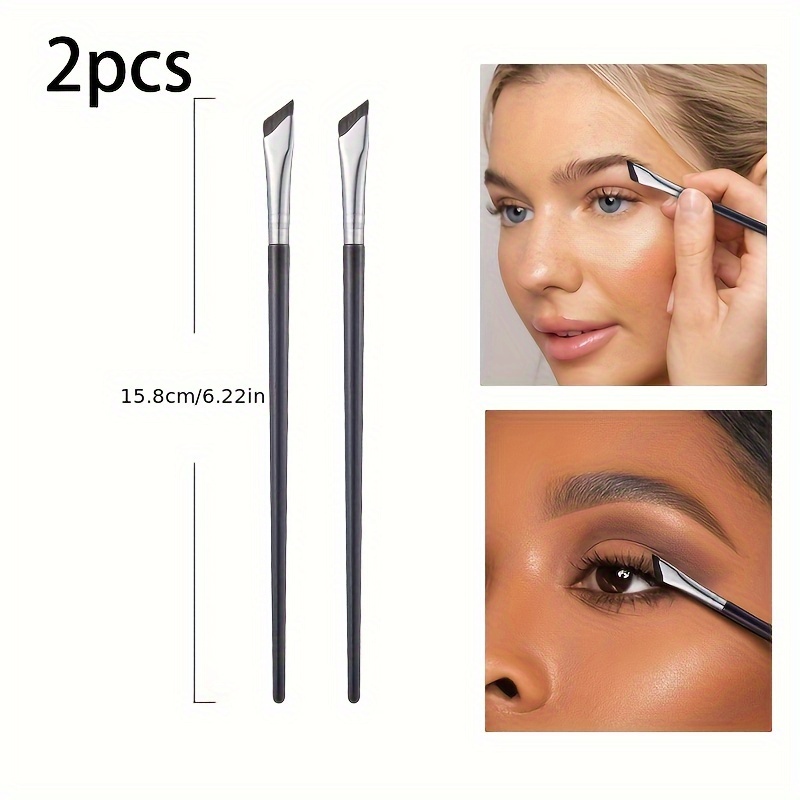 Sickle-style Eyeliner Brush With Ergonomic & Dual- Blade - Fine Metallic Finish For Precise Under-eye & Eye Shadow Application, All Light Beige Types, Eyeliner Brush, Sleek Beauty Tool, Tool