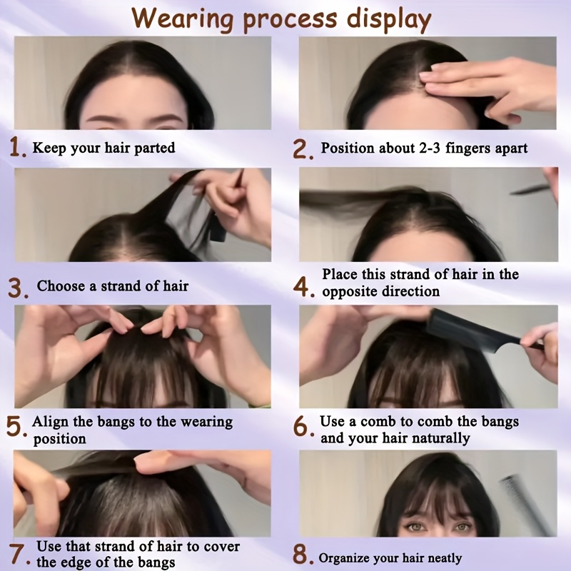 womens elegant straight synthetic hair extensions with layered bangs side   bangs natural looking hairpiece for versatile styling       stylish hairpiece secure clip attachment details 0