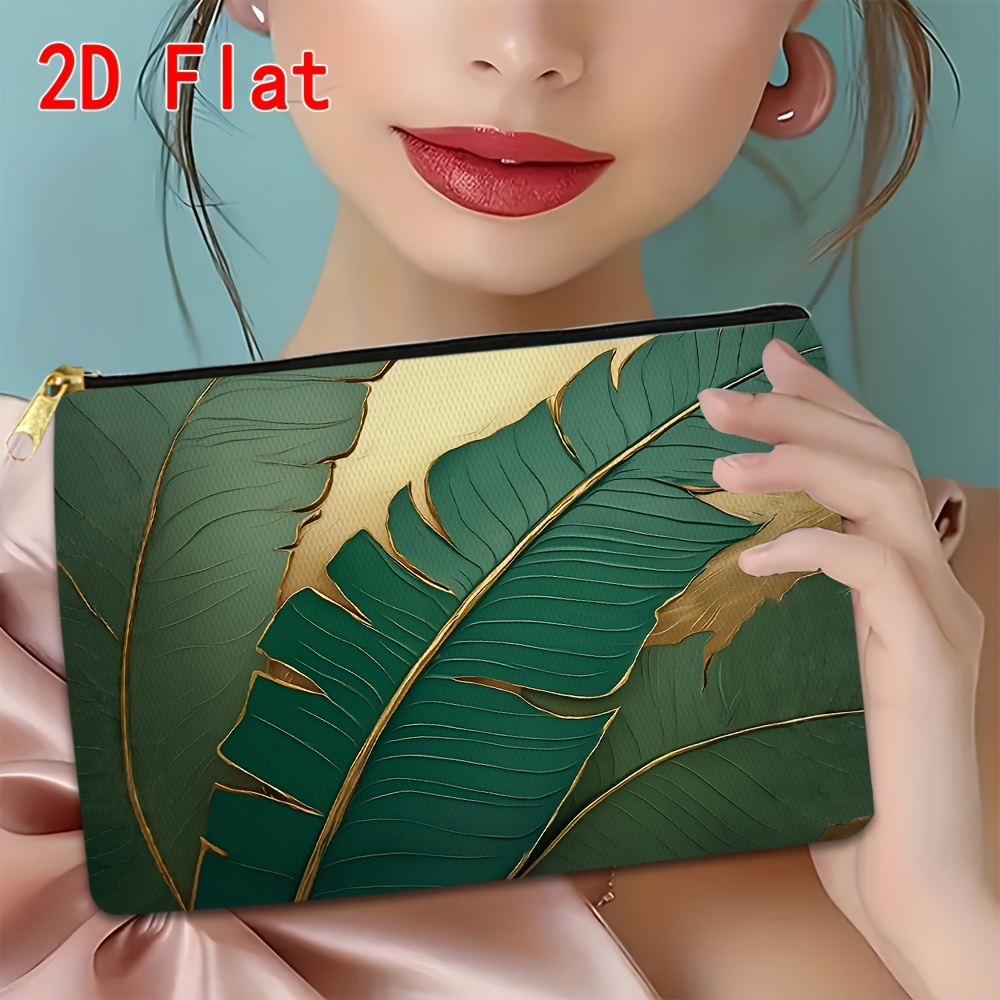 TEMU 1pc, Women's Clutch Bag With Green Leaf And Pattern, Themed Printed Clutch, Exquisite Clutch, New Year's Gift, Fine , Comfortable And -friendly,
