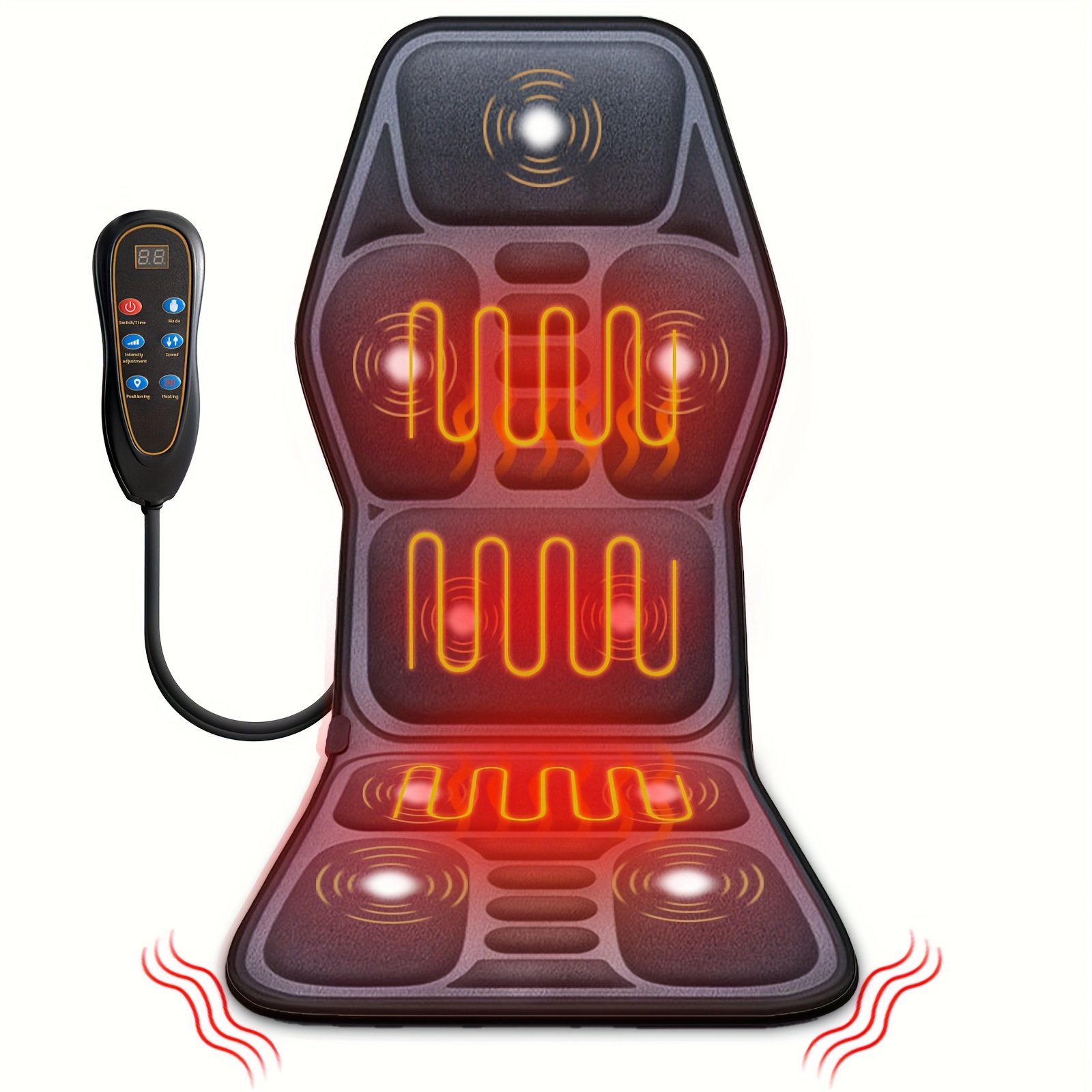Wertyi Portable Massage Seat Cushion, 10 Vibration Motors And Back , Neck & Back Massager, Back/shoulder/waist/hip Body Home Relaxing Massage Mat, 3d Shiatsu Massager - For Home And Office Use