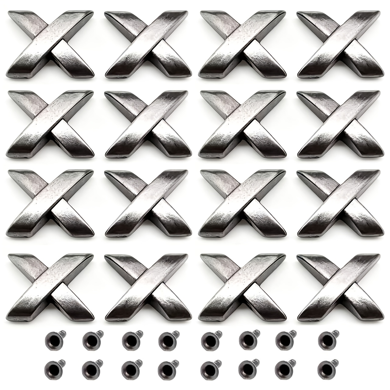 TEMU 16 Sets Of Retro Silvery Rivets, 16 Large Xx Studs + 16 Mounting Feet, 13mm*14mm) Alloy Bag Belt Craft Accessory Decoration