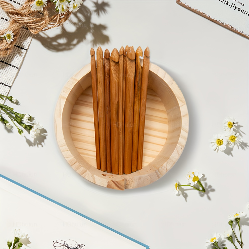 GOTOTOP Bol à Tricoter Bol De Fil En Bois Fabriqué à La Main Naturel