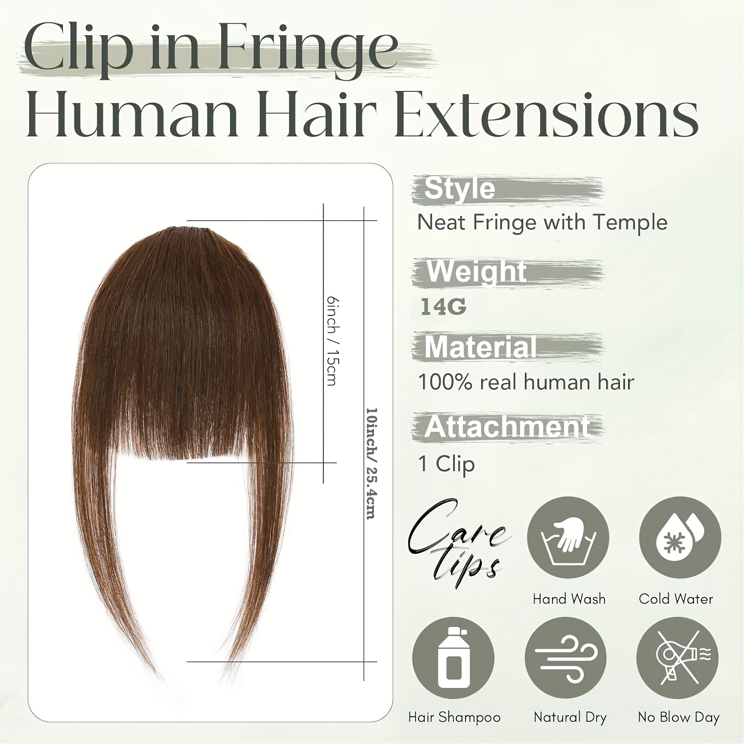 real human hair clip-in fringe bangs with temples -   human hair straight hairpiece for women, elegant style for wedding, party, daily use & halloween/christmas hair, cute hair accessories, party hairpiece, natural look hairpiece details 0