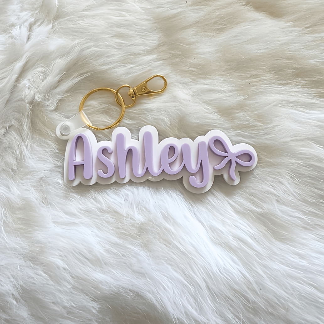 TEMU [2d Flat] [2d Flat] Custom Acrylic Keychain Personalized Name Tag, With Acrylic Keychain Suitable For Backpacks And Diaper Bags, With A