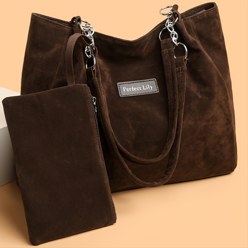TEMU New Autumn/ Women's Shoulder Bag   Women's Small Wallet, Trendy Solid Color Tote Bag With Fixed Shoulder Strap, Large Capacity Handbag For Daily