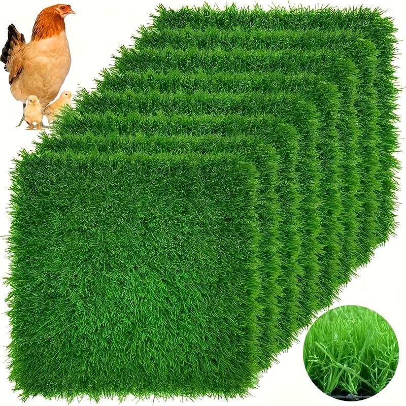 

Tapis d'herbe artificielle 8 paquets pour nichoir à poules, 12x12 pouces, tapis de gazon synthétique lavable 5,9x5,9 pouces, hauteur de fibre de 20 mm, d'aiguille de 11, idéal pour poulailler