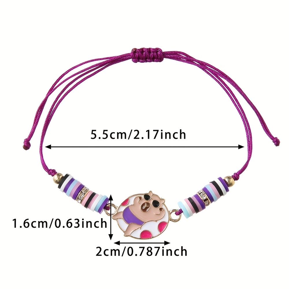 6pcs Cute Capybara Alloy Adjustable Pull String Bracelet Set