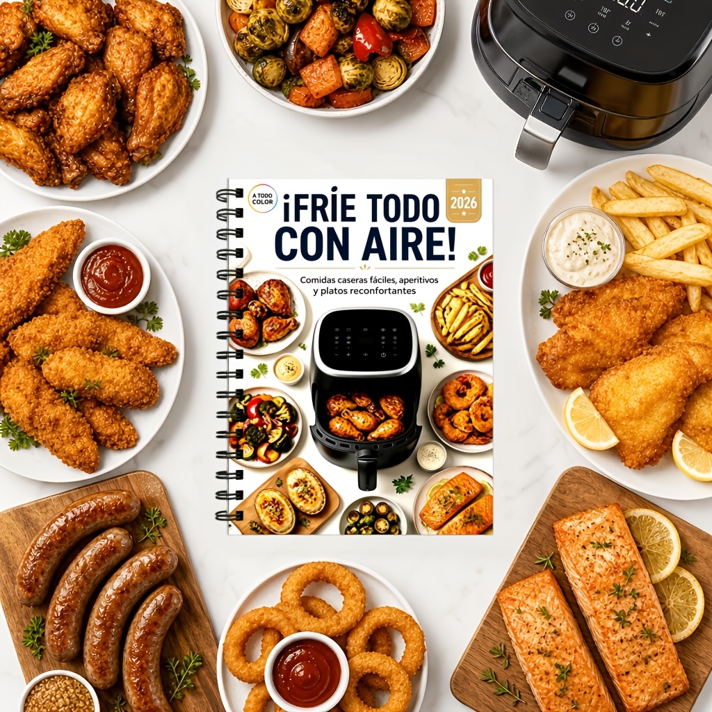 TEMU Libro de Recetas para Freidora de Aire Española para Principiantes, Recetas Fáciles y , Preparación Rápida para Comidas y Snacks Familiares,