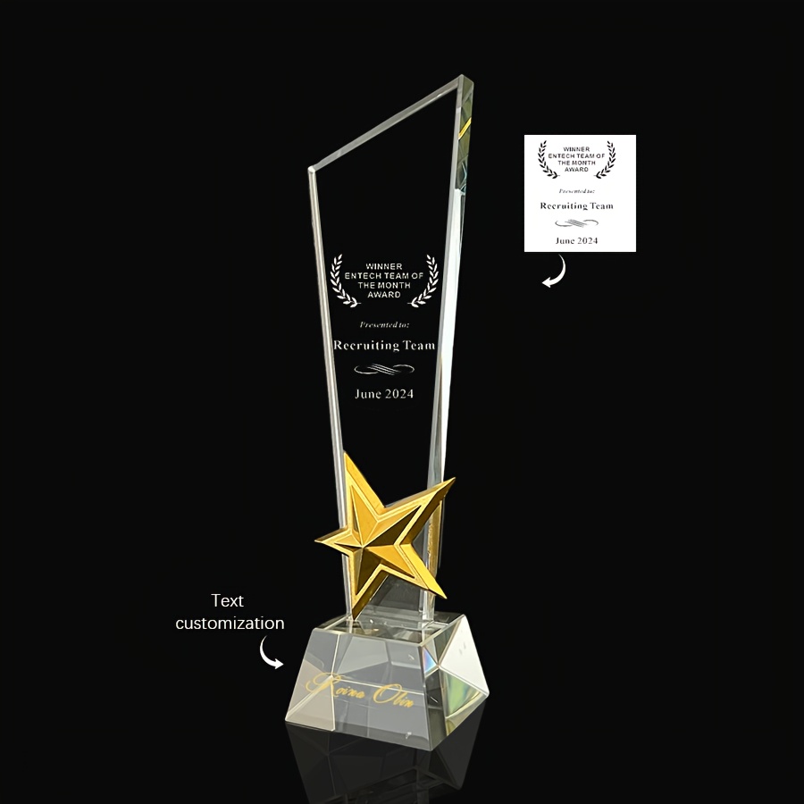 TEMU Custom Engraved Trophy - Personalized Photo & Name Award For Employee Of , Manager & Team Recognition Gift, High- Desktop Decor With 2d Engraved